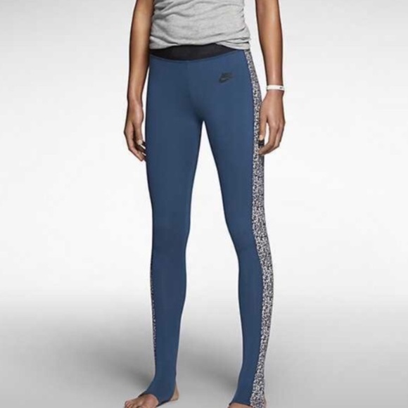 Nike Pants - NIKE Stirrup Leggings Leg-a-see Leggings Deep Teal & Animal Print XS
